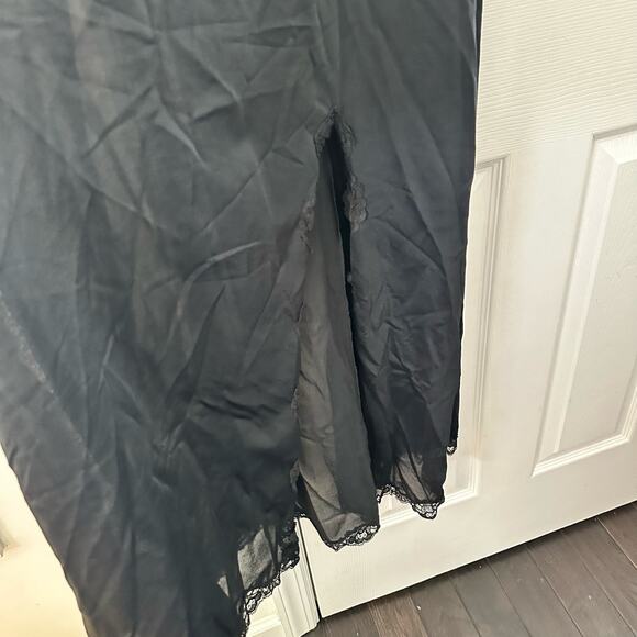 Lux Lux Designed by Hardy Amies England Designer Black Sheer Long Slip High Slit - Picture 7 of 14